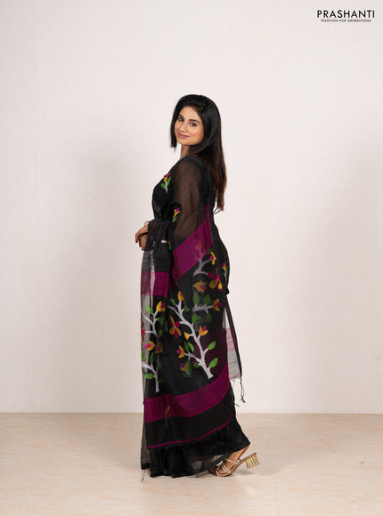 Black Jamdani Silk Cotton Saree