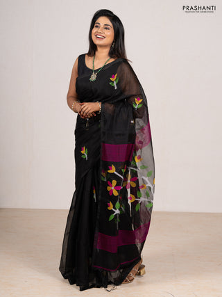 Black Jamdani Silk Cotton Saree