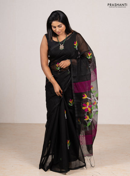 Black Jamdani Silk Cotton Saree
