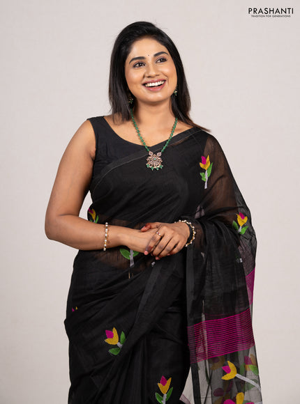 Black Jamdani Silk Cotton Saree