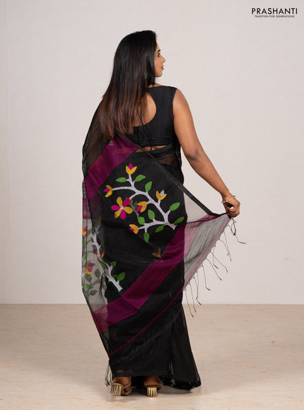 Black Jamdani Silk Cotton Saree