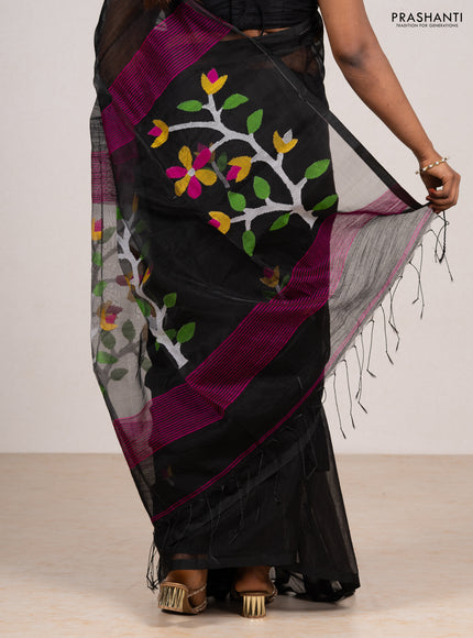 Black Jamdani Silk Cotton Saree