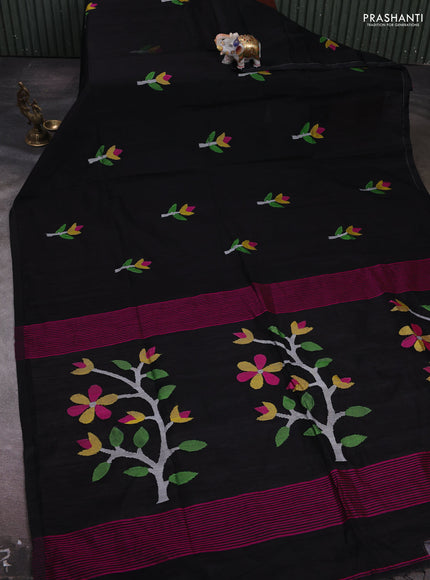 Black Jamdani Silk Cotton Saree