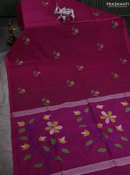 Pink Jamdani Silk Cotton Saree
