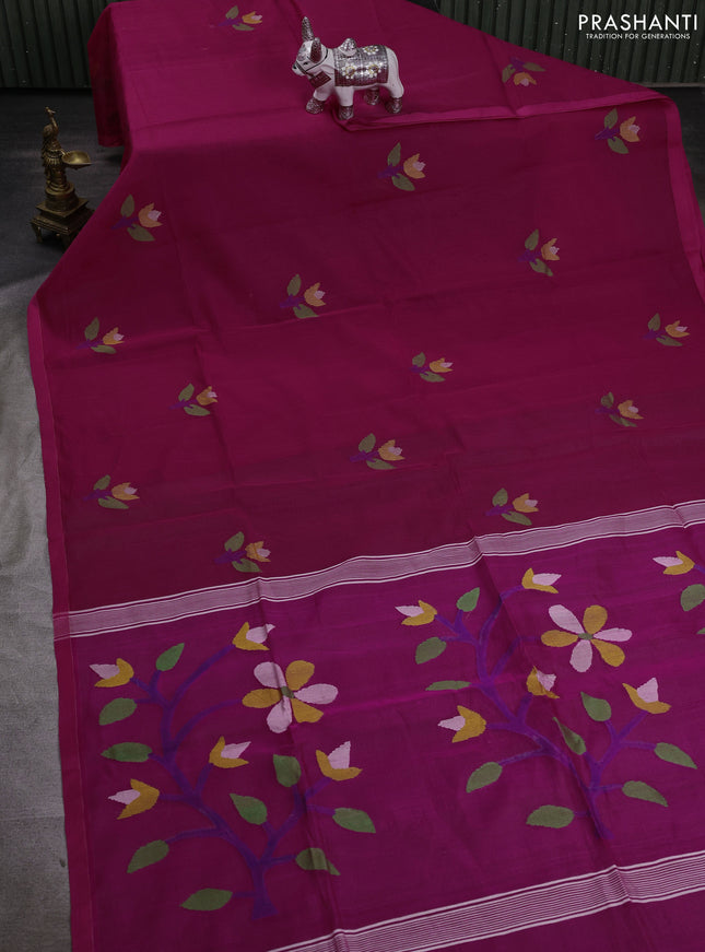 Pink Jamdani Silk Cotton Saree