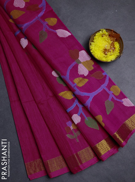 Pink Jamdani Silk Cotton Saree