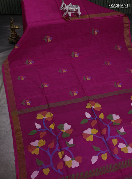 Pink Jamdani Silk Cotton Saree