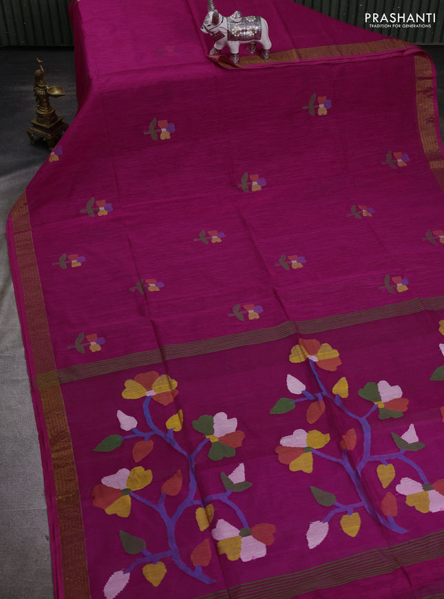 Pink Jamdani Silk Cotton Saree
