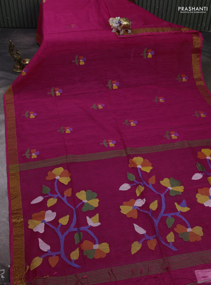 Pink Jamdani Silk Cotton Saree