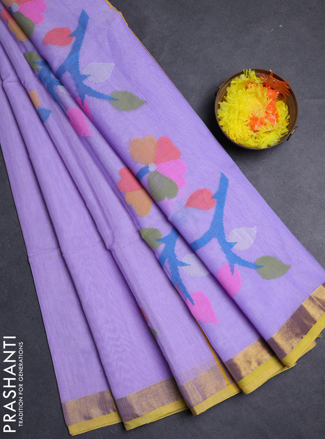 Lavender Jamdani Silk Cotton Saree