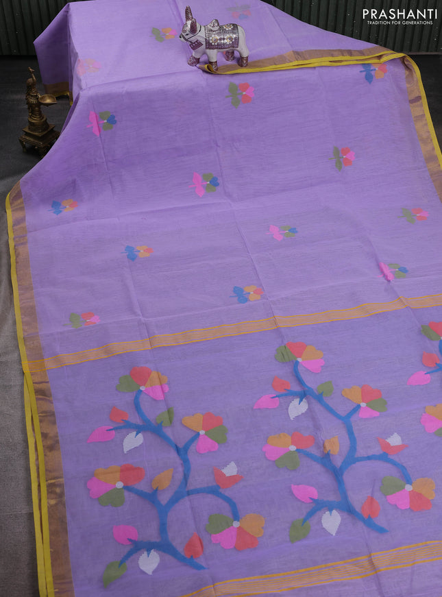 Lavender Jamdani Silk Cotton Saree
