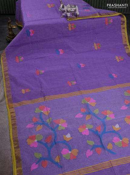 Lavender Jamdani Silk Cotton Saree