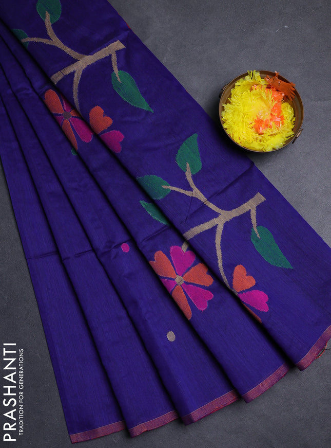 Blue Jamdani Silk Cotton Saree