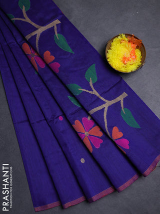 Blue Jamdani Silk Cotton Saree