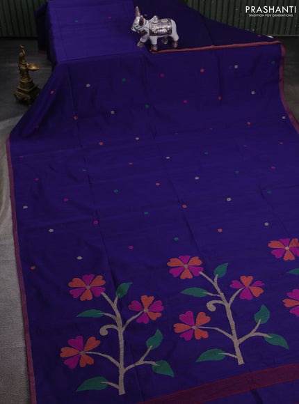 Blue Jamdani Silk Cotton Saree