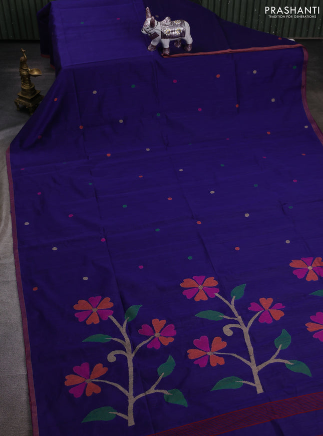 Blue Jamdani Silk Cotton Saree