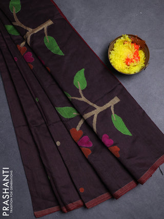 Coffee Brown Jamdani Silk Cotton Saree
