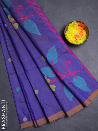 Blue Jamdani Silk Cotton Saree