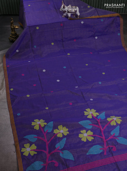 Blue Jamdani Silk Cotton Saree