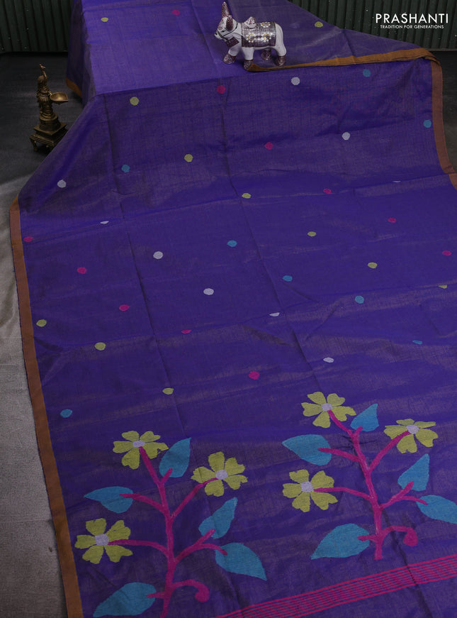 Blue Jamdani Silk Cotton Saree