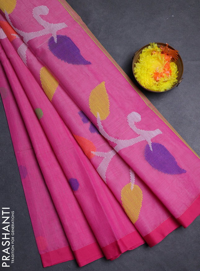 Pink Jamdani Silk Cotton Saree