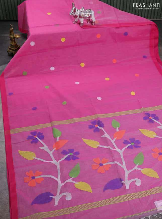Pink Jamdani Silk Cotton Saree