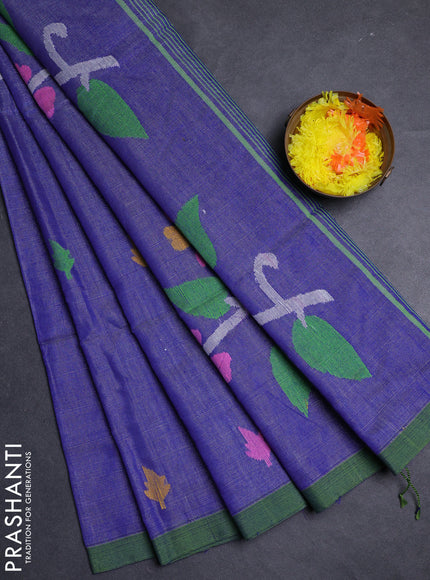 Blue Jamdani Silk Cotton Saree