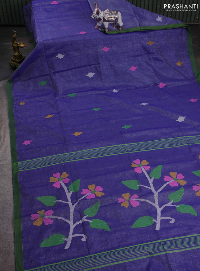 Blue Jamdani Silk Cotton Saree