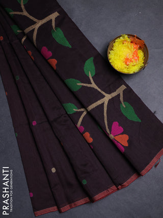 Maroon Jamdani Silk Cotton Saree