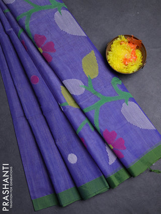 Blue & Green Jamdani Silk Cotton Saree