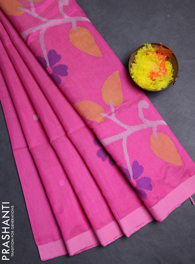 Pink Jamdani Silk Cotton Saree