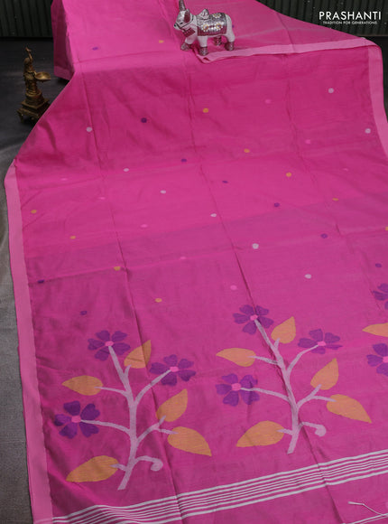 Pink Jamdani Silk Cotton Saree