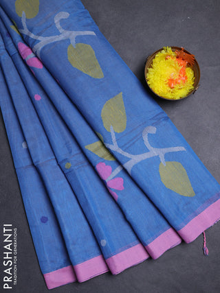 Blue & Pink Jamdani Silk Cotton Saree