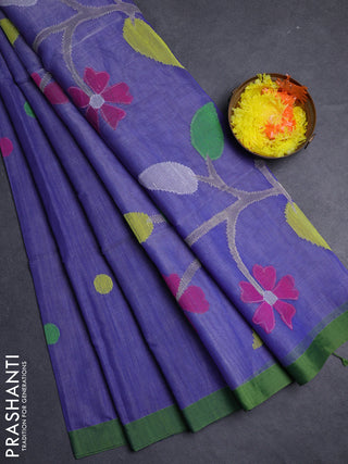 Blue & Green Jamdani Silk Cotton Saree
