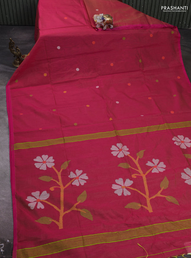 Pink Jamdani Silk Cotton Saree