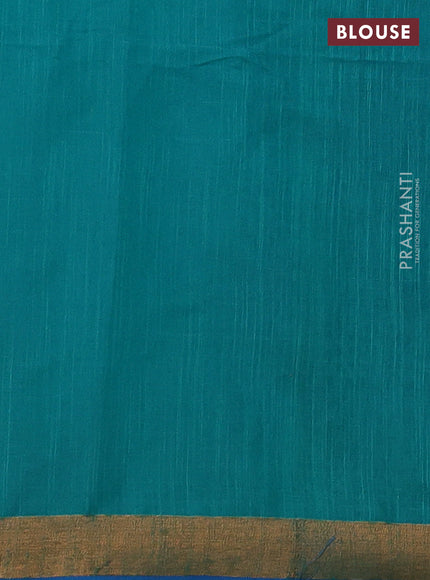 Teal Blue & Cs Blue Jamdani Silk Cotton Saree