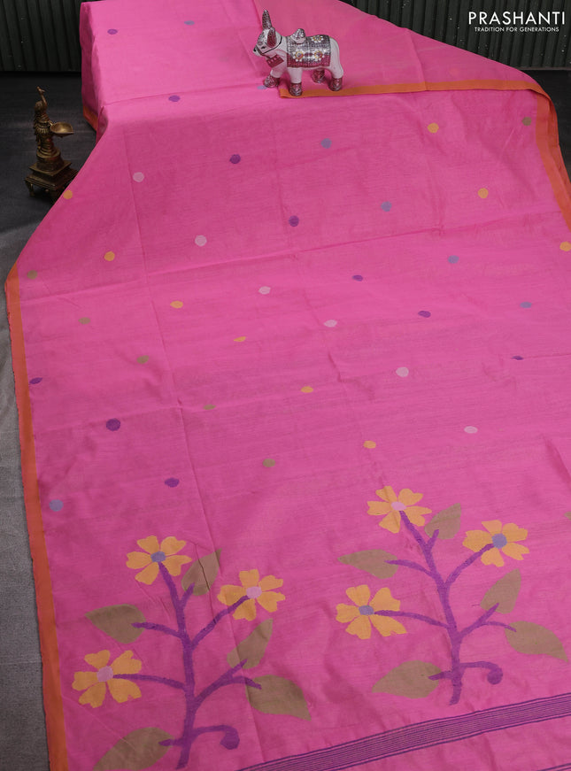 Pink Jamdani Silk Cotton Saree