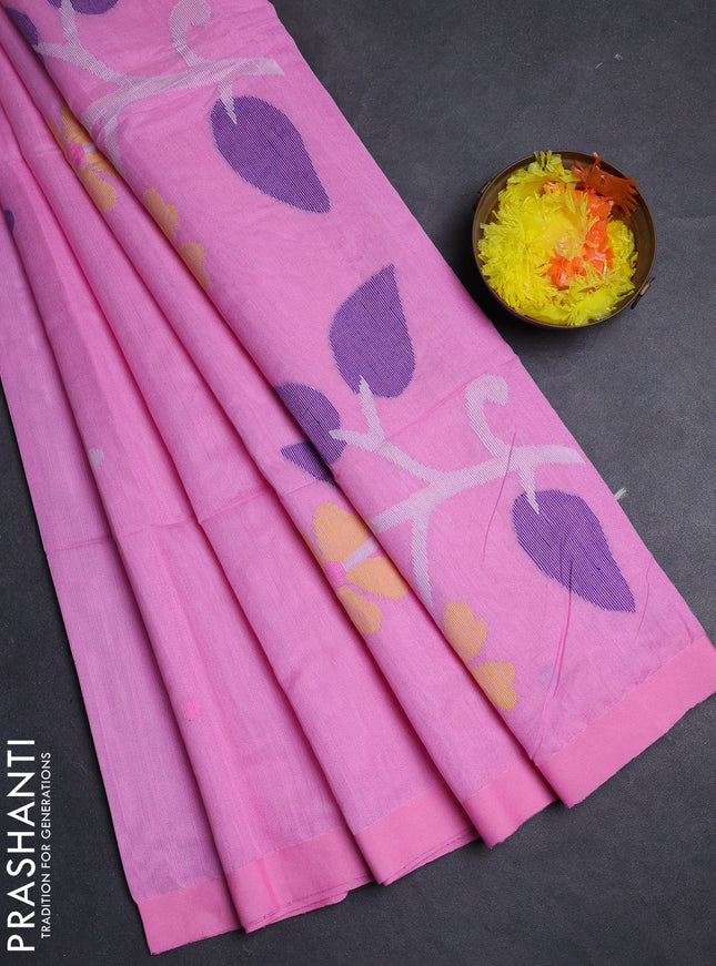 Pink Jamdani Silk Cotton Saree