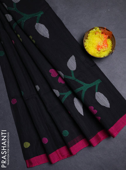 Black & Pink Jamdani Silk Cotton Saree