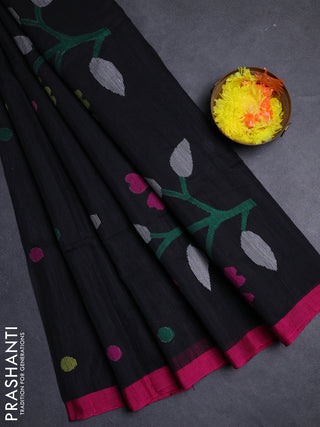Black & Pink Jamdani Silk Cotton Saree