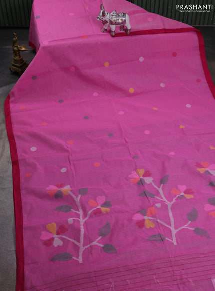 Pink Jamdani Silk Cotton Saree