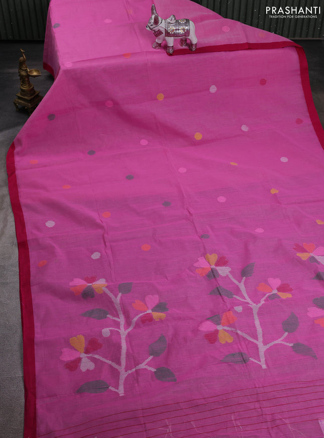 Pink Jamdani Silk Cotton Saree