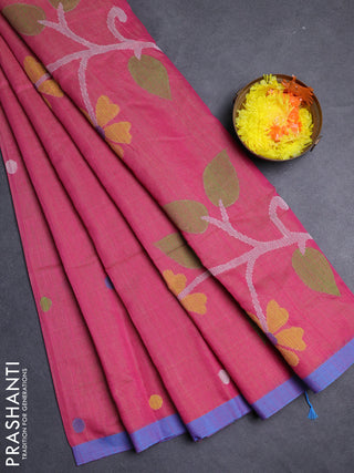 Pink & Cs Blue Jamdani Silk Cotton Saree