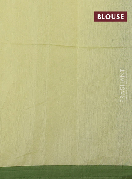 Pale Yellow & Green Jamdani Silk Cotton Saree