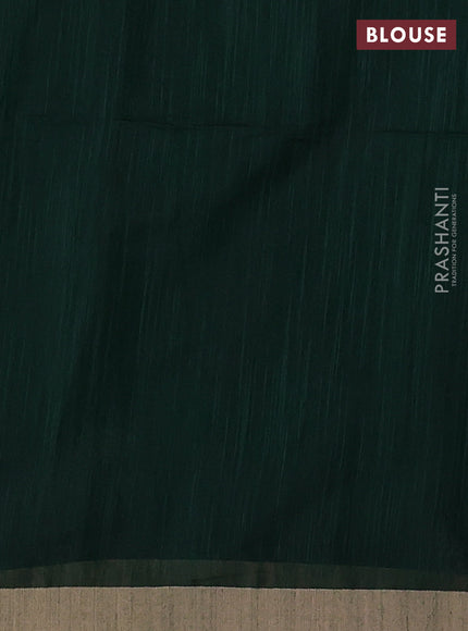 Bottle Green & Beige Jamdani Silk Cotton Saree
