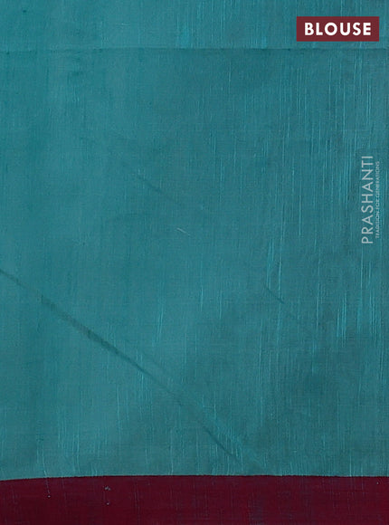 Teal Green & Pink Jamdani Silk Cotton Saree