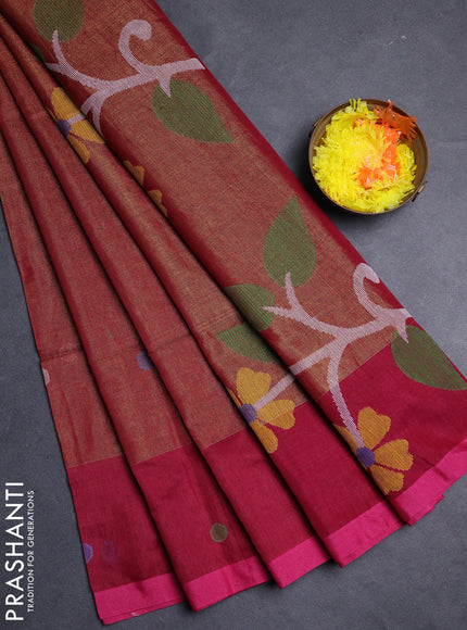 Magenta Pink Jamdani Silk Cotton Saree
