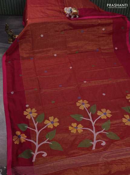 Magenta Pink Jamdani Silk Cotton Saree