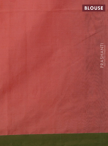 Peach & Green Jamdani Silk Cotton Saree