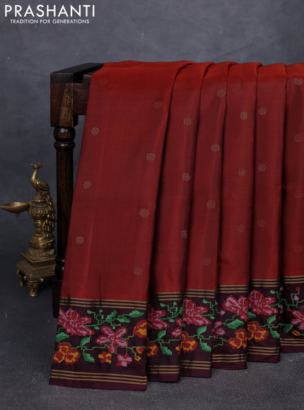 Rust & Maroon Pure Soft Silk - Embroidery